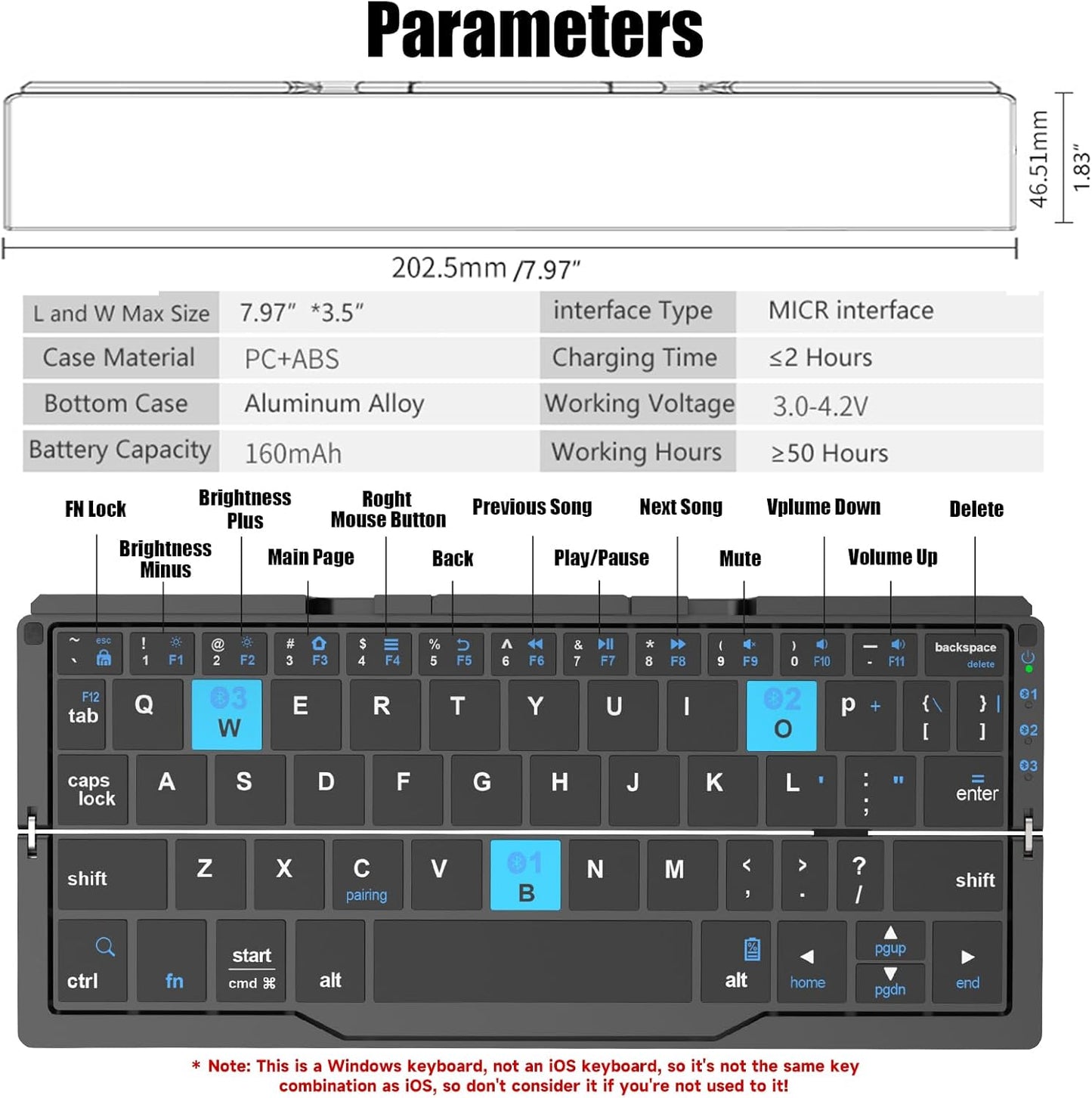 Mini Foldable Bluetooth Keyboard